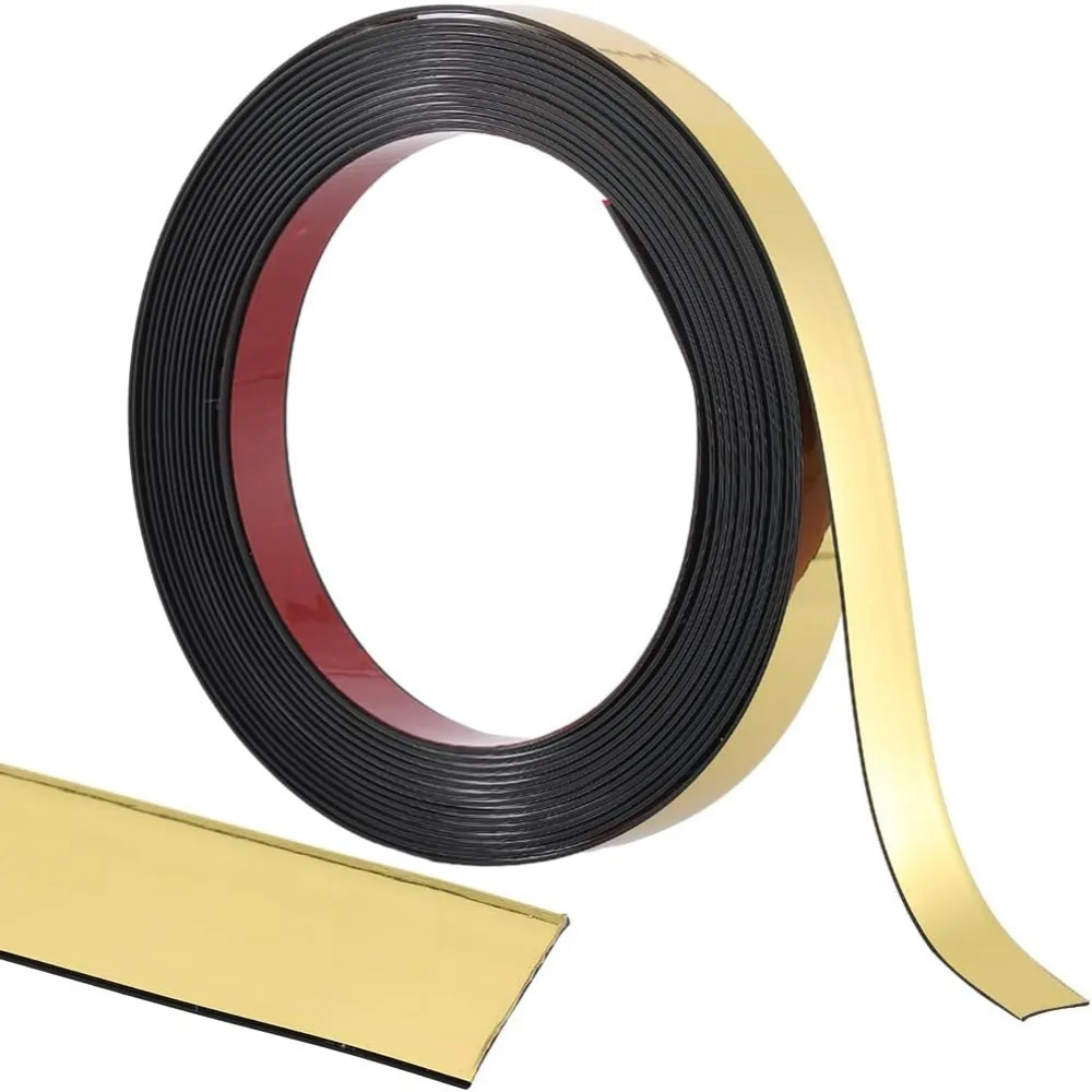 

5m*15mm Gold Molding Trim Peel and Stick Flexible Mirror Border Self-Adhesive Decorative Strip for Wall Ceiling Floor making kit