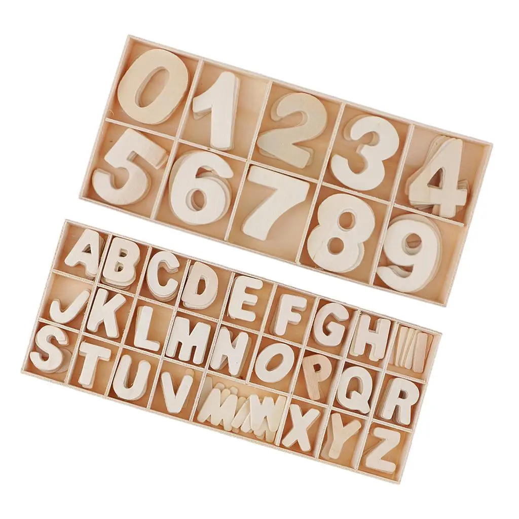 216 Pieces Wooden Numbers Wooden Uppercase Letters Alphabets Great for Crafts DIY Decoration Displays