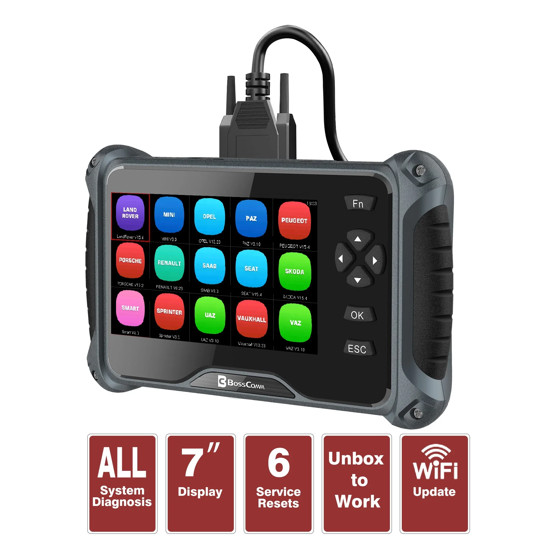 ماسح ضوئي OBD2 للسيارة ABS SRS، فحص قارئ رمز المحرك، أداة مسح تشخيص السيارة #6