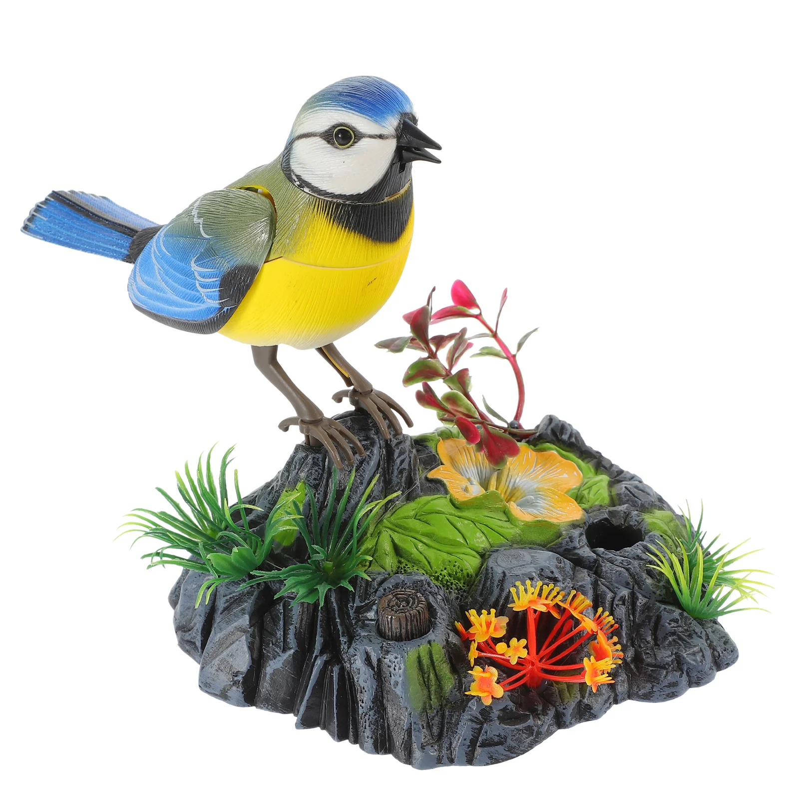 Electric Bird Voice Decor Small Artificial Singing Cage Ornament Statue Imitation