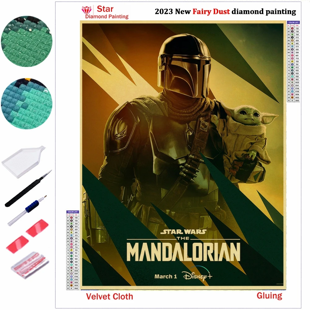 New Disney Star Wars Diy Fairy Dust Diamond Painting Kit Embroidery Anime The Mandalorian Art Crosss Stitch Home Decor Kids Gift