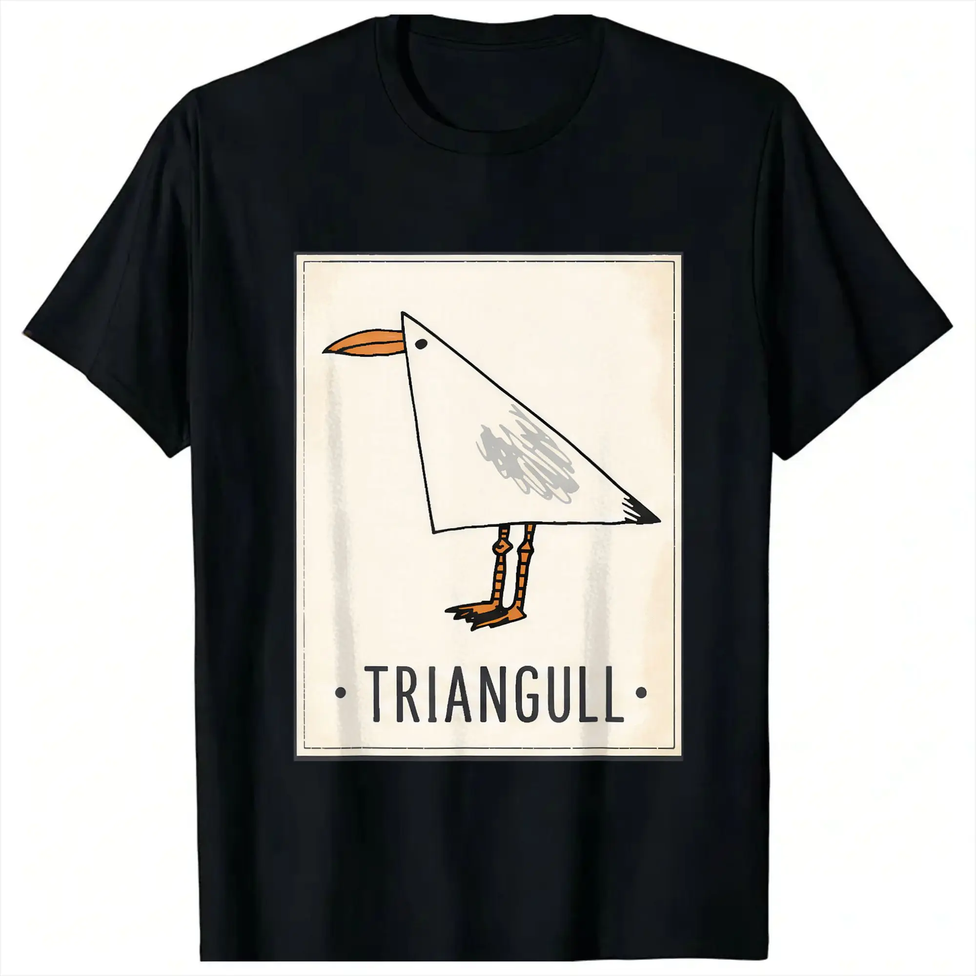 Vintage Geometric Triangull Triangle Seagull Bird Pun T Shirt Summer  Cotton T Shirts For Men Casual Tshirt Short Sleeves Tops