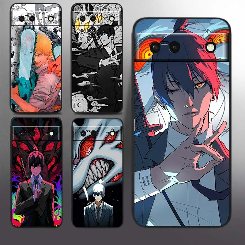 

Anime Chainsaw Man Comics For Google Pixel 9a 9 8A 8 7 7A 6 6A Pro XL 2024 5G Black Soft TPU Silicone Cover Phone Case
