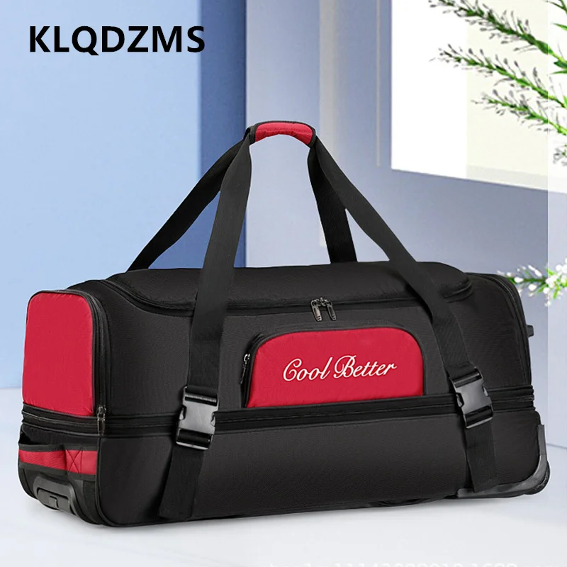 

KLQDZMS Men's Luggage Oxford Cloth Shoulders Backpack Oversized Capacity Trolley Bags Travel Organizer Bags Women's Suitcase