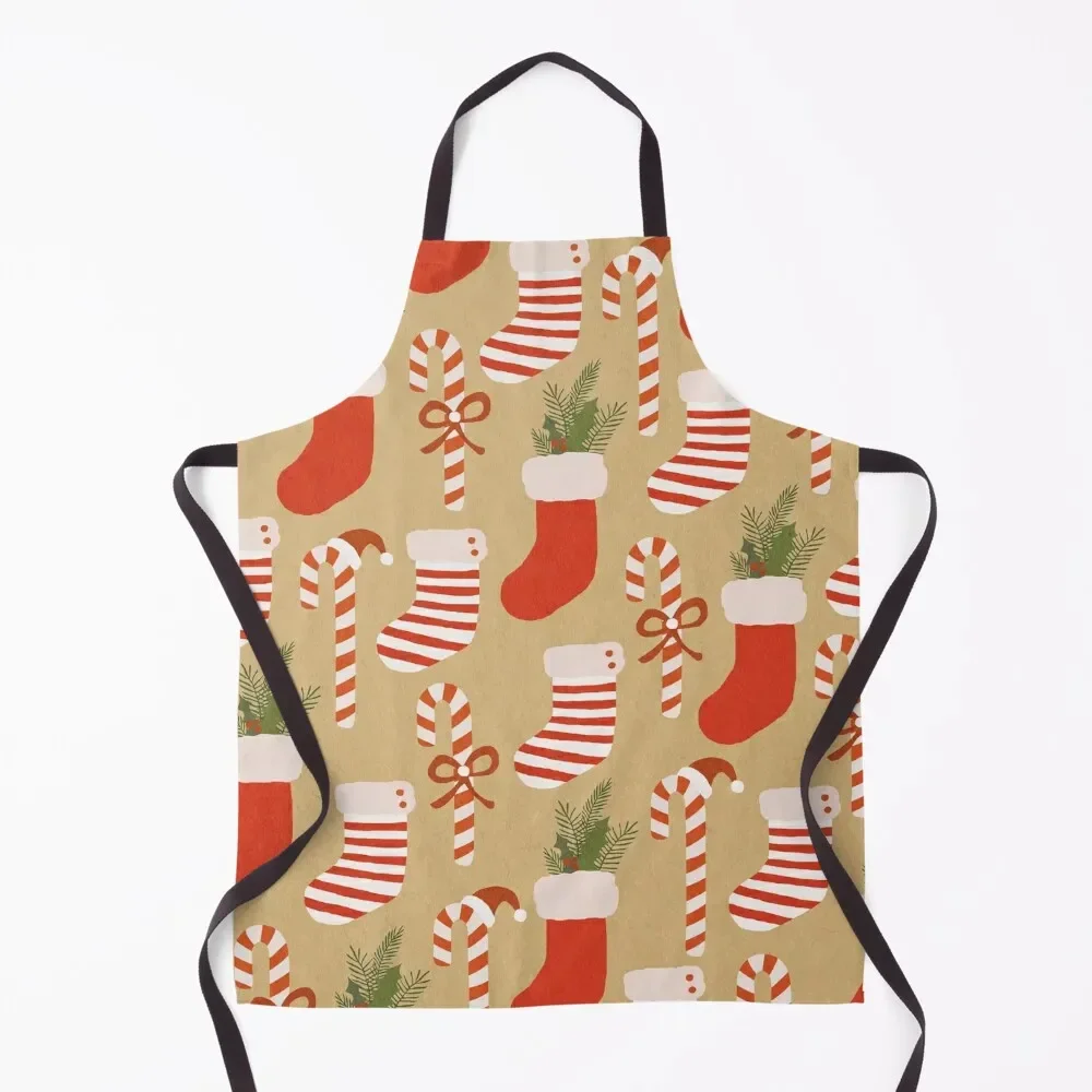 

Christmas cane candy and socks pattern, Holiday pattern Apron Men kitchen professional hairdressing Bib For Kitchen Sexy Apron