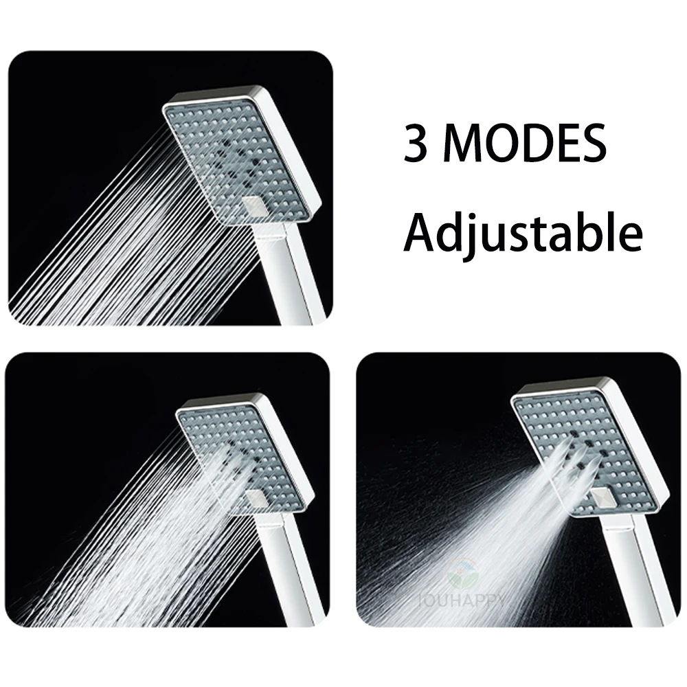 

Rainfall Shower Head High Pressure 3 Mode Shower Head Silicone Nozzle Large Water Outlet Shower for Bathroom Accessories Supplie