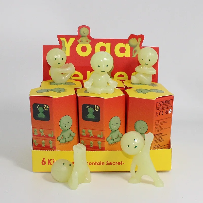 

Smiski Yoga Series, экшн-фигурка, мультяшная настольная слепая коробка, модель куклы, загадочная милая светящаяся зеленая кукла, игрушка, Рождественский подарок