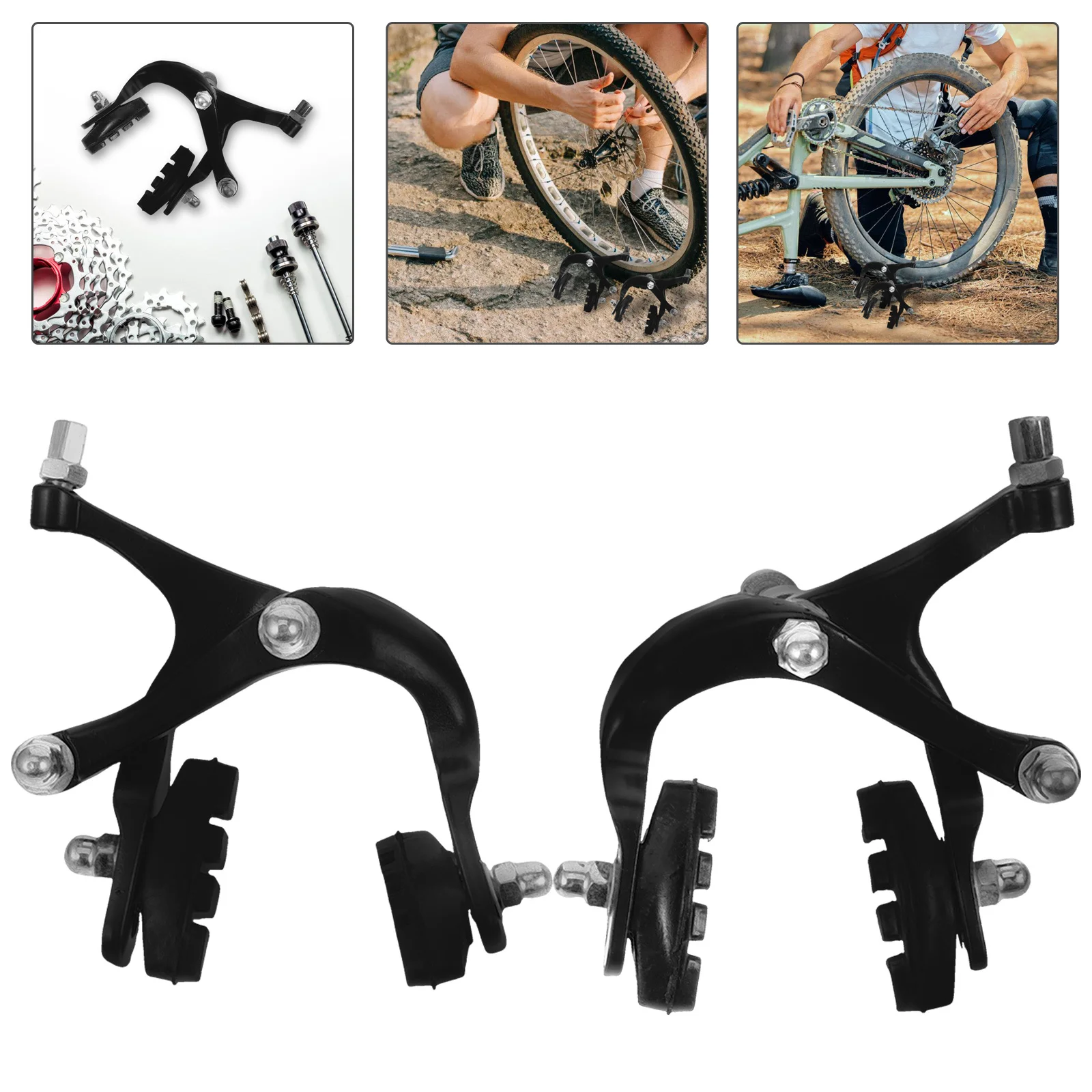 

2Pcs Aluminum Alloy Bike Brake Calipers Mountain Bike Replacement Pads Durable Wear Resistant Professional Cycling Brake