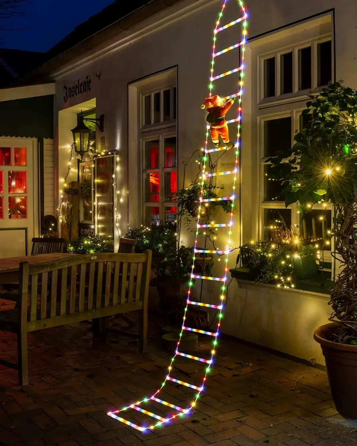 Décorations de Noël Lumières d'échelle LED avec lumières d'intérieur du Père Noël grimpantes Lumières de Noël Arbre pour fenêtre de vacances Décor de Noël