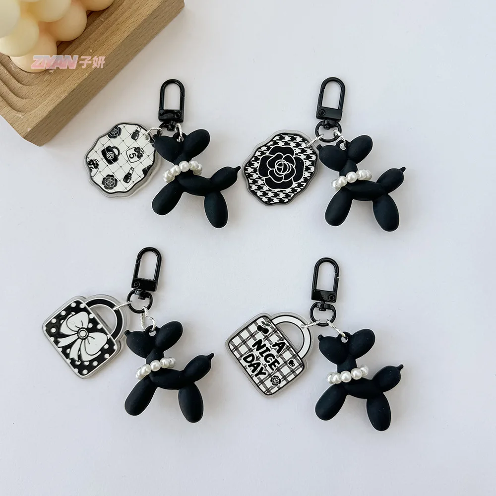 Creative Maillard Balloon Dog Keychain Acrylic Rubber Exquisite Phone Car Pendant Cartoon Key Ring DIY Gift for Women Children