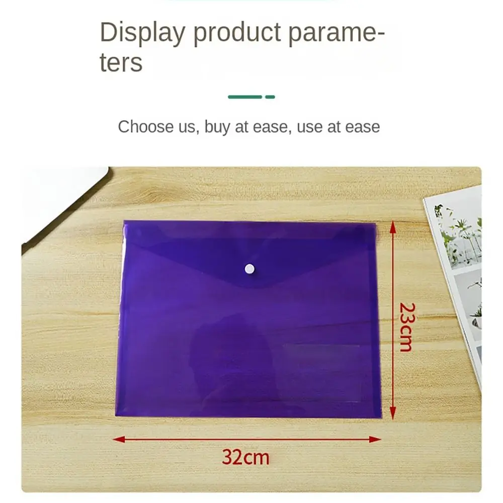6Pcs 6 Pcs File Holder Portable Snap Buckles Waterproof Pocket Folders PP Durable File Bags Student