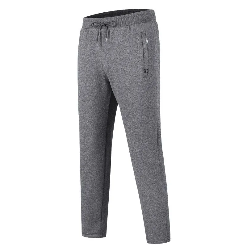 New Men's Winter Pants Daily Casual Keep Warm Pants Men Solid Drawstring Elastic Waist Fleece-lined Sweatpants Simple Trousers