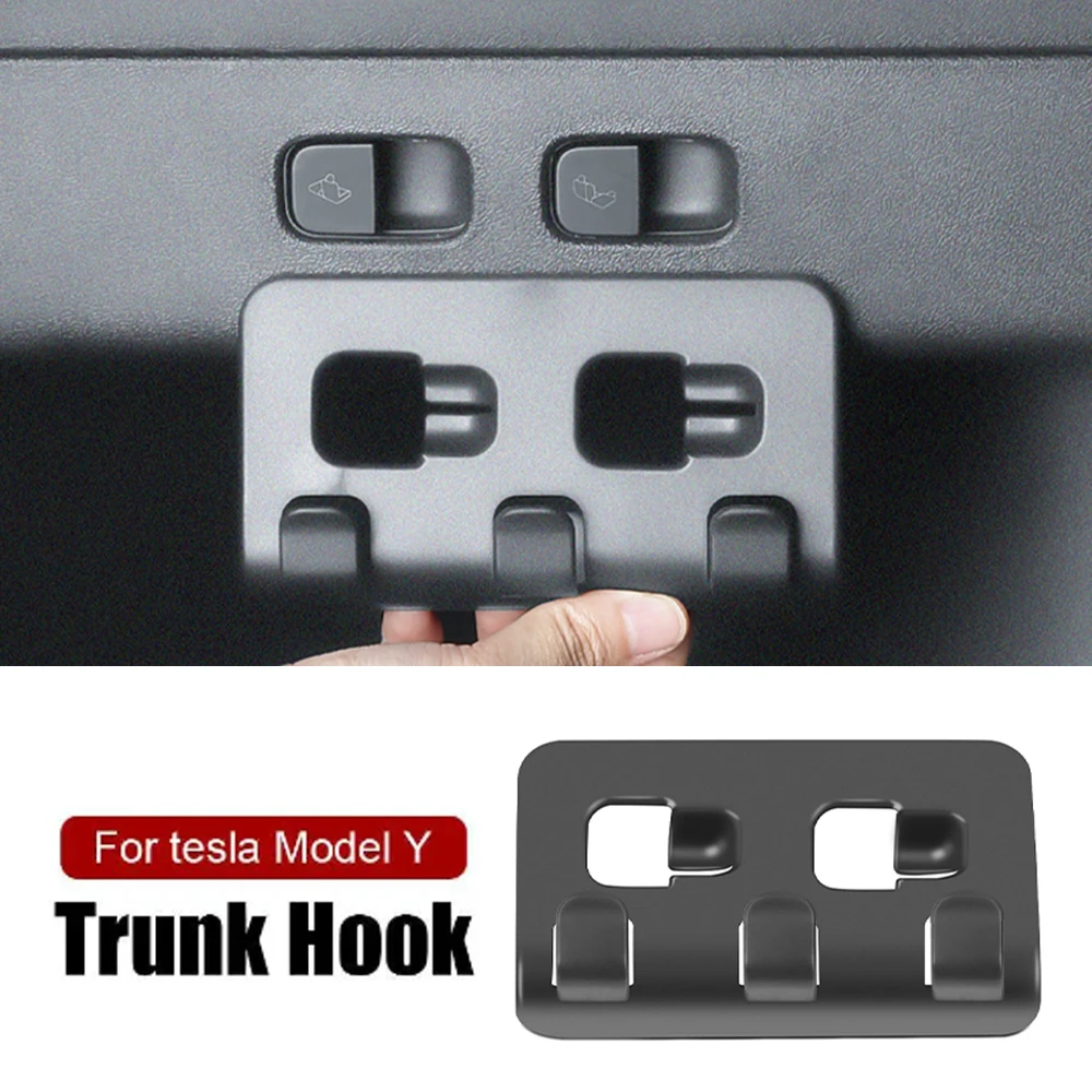 For Tesla Model Y 3 Rear Trunk Hook Storage Holder Bag Water Bottles Trunk Grocery Bag Hook Hanger Interior Accessories