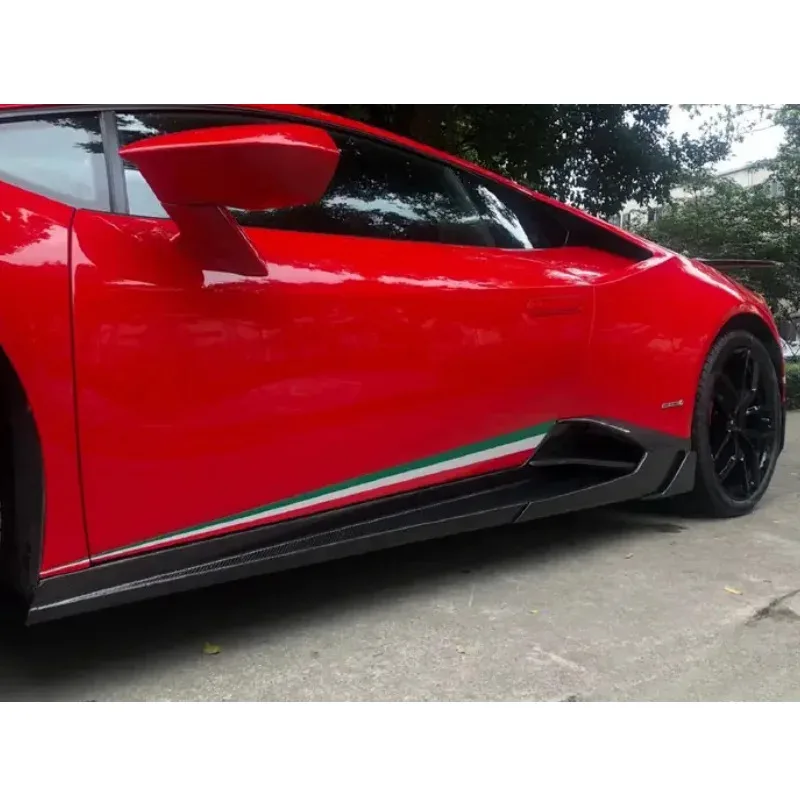M Style لـ Huracan LP610 طقم هيكل من ألياف الكربون الشفة الأمامية الناشر الخلفي تنورة جانبية ترقية خلفية #5