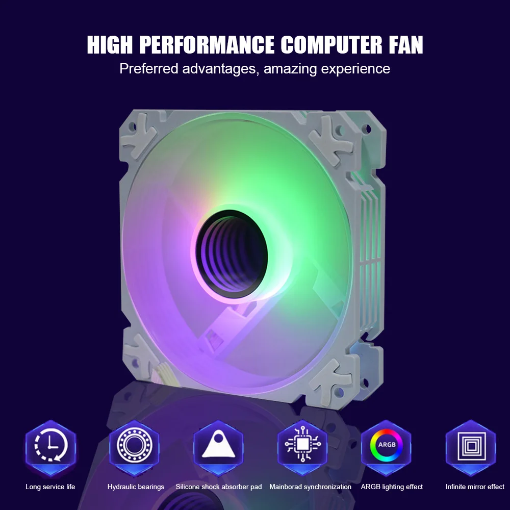 Kipas Radiator Komputer MANMU Pendingin Casing PC Gaming 120mm Casing PC Kipas Pendingin RGB CPU Gaming PC