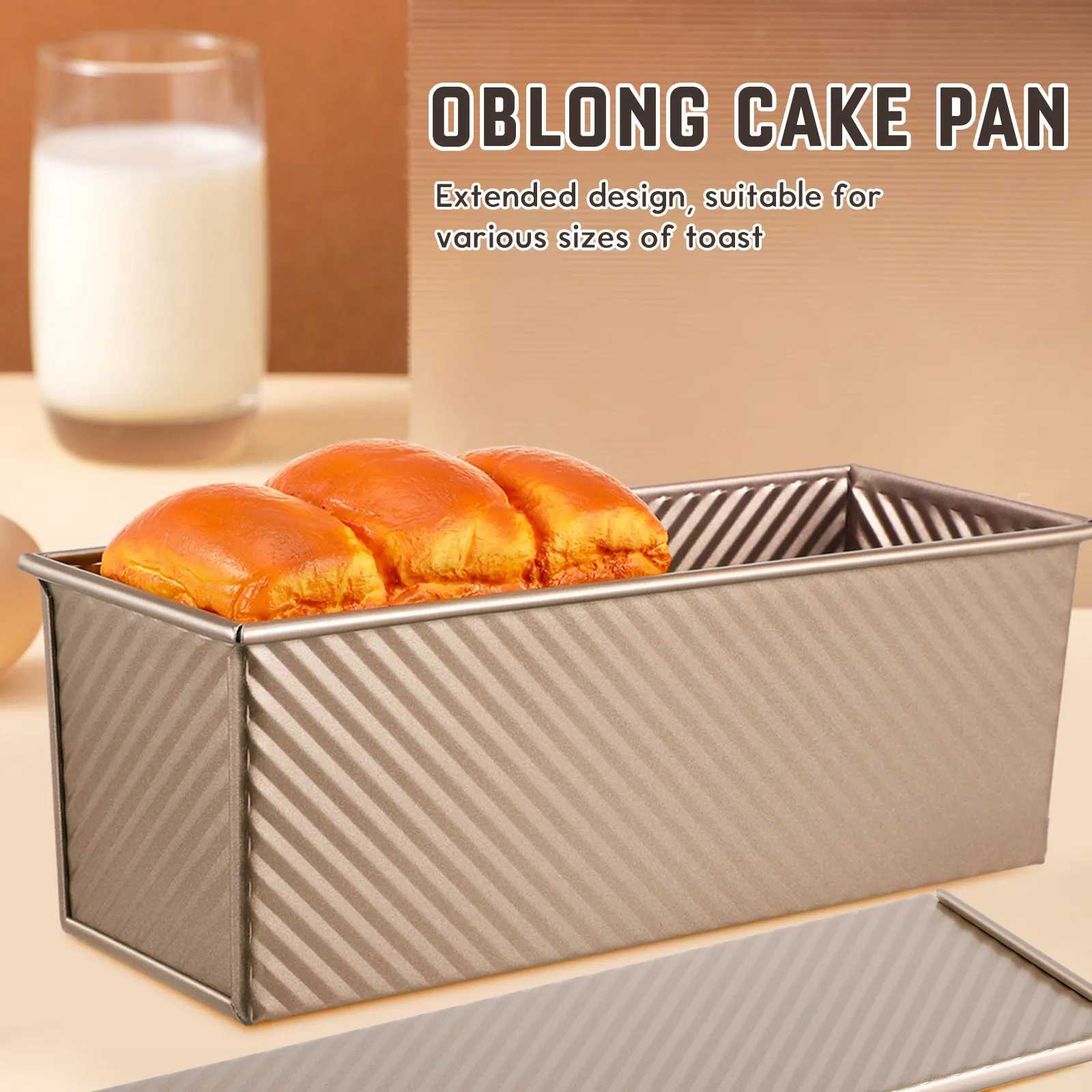 Metal Loaf Mold with Lid Non-Stick Surface for Homemade Bread Baking Even Crust Golden Toast Loaf Pan for Pound Cake Meatloaf