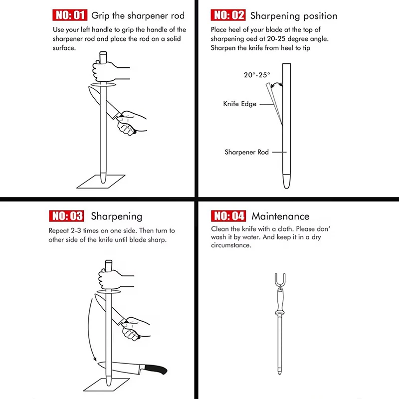 

Kitchen Knives Sharpener Carbon Steel Knife Sharpening Steel, Professional Knife Sharpener Rod, Honing Rod with Hanging Holes