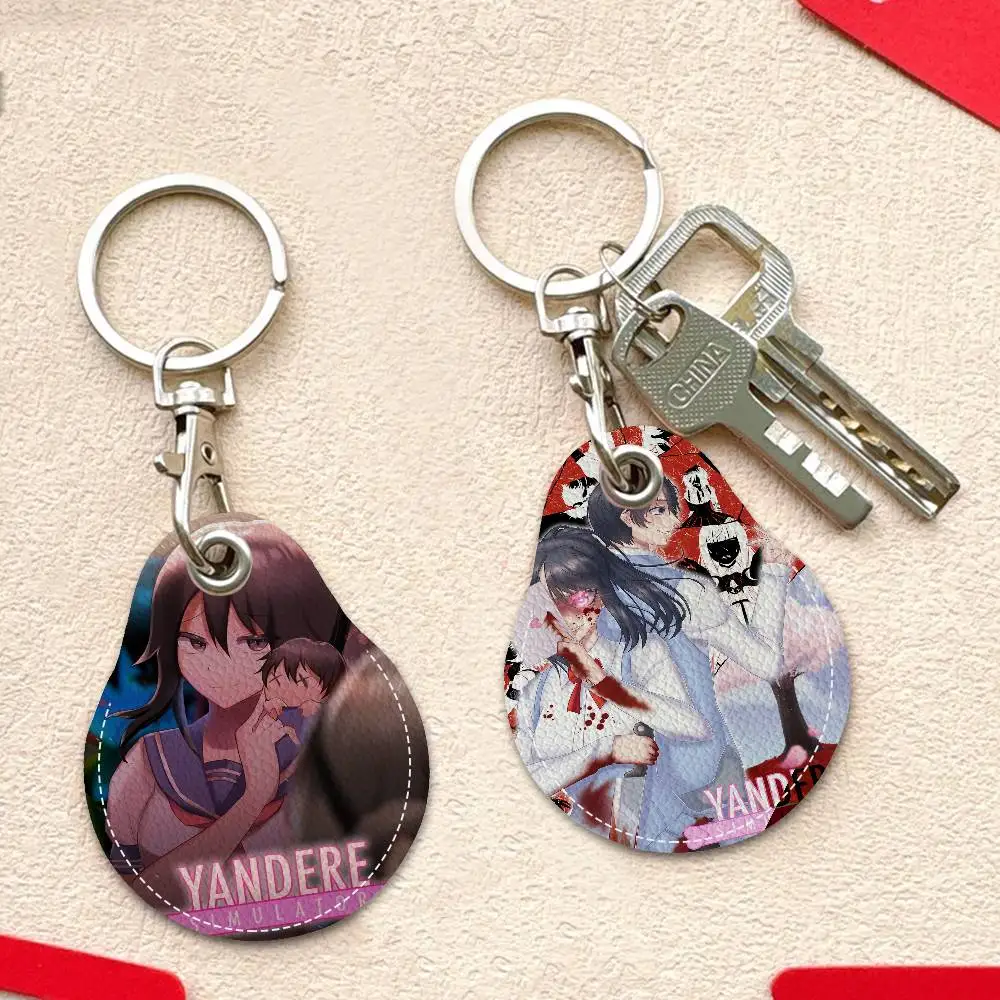 Game Yandere Simulator Door Access Control Keychain Hotel Famliy Access Keys Protective Cover ID Card Tags Keyfob