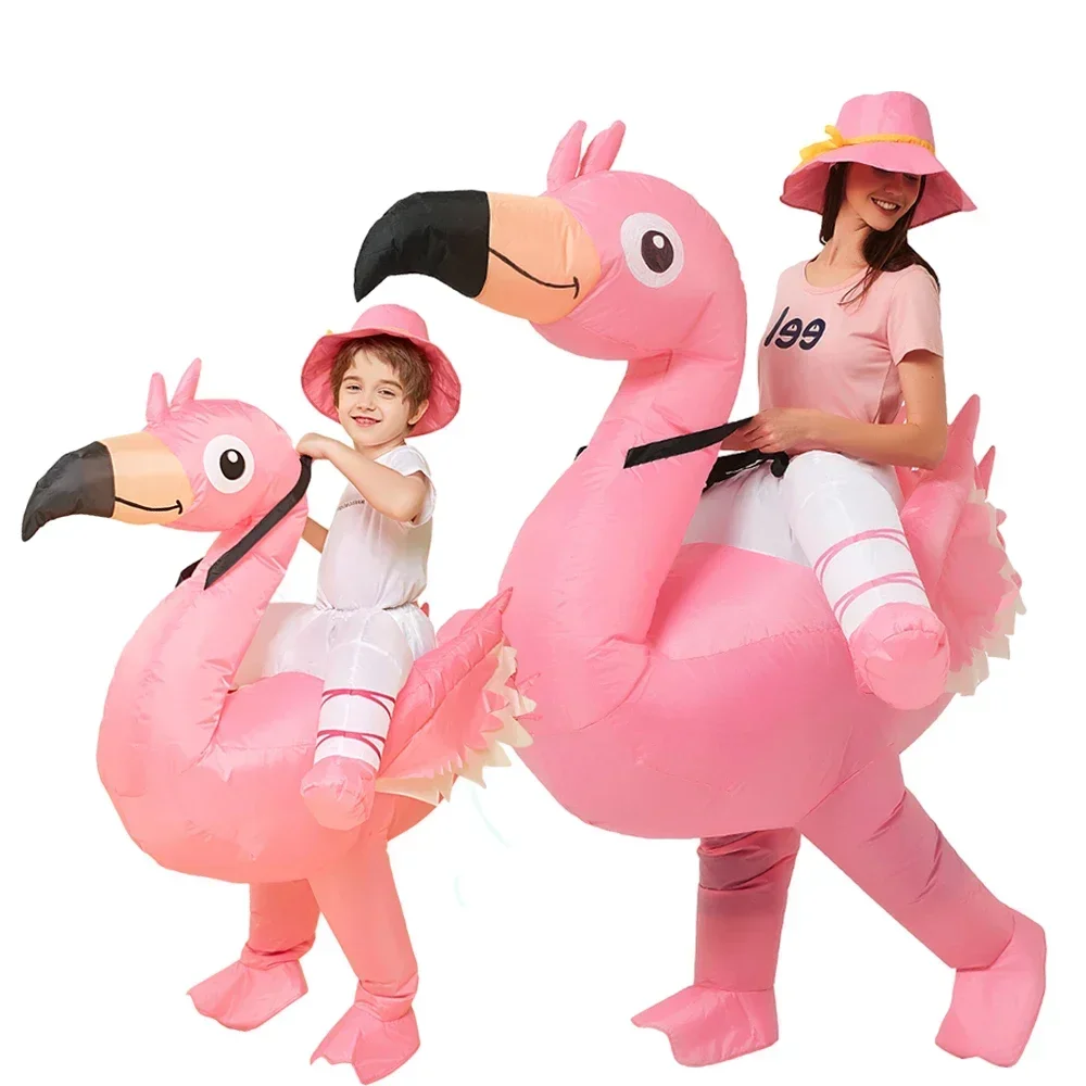 Adult Kids Pink Flamingo Inflatable Costume Halloween Christmas Carnival Children's Day Holiday Party Cosplay Birthday Gift