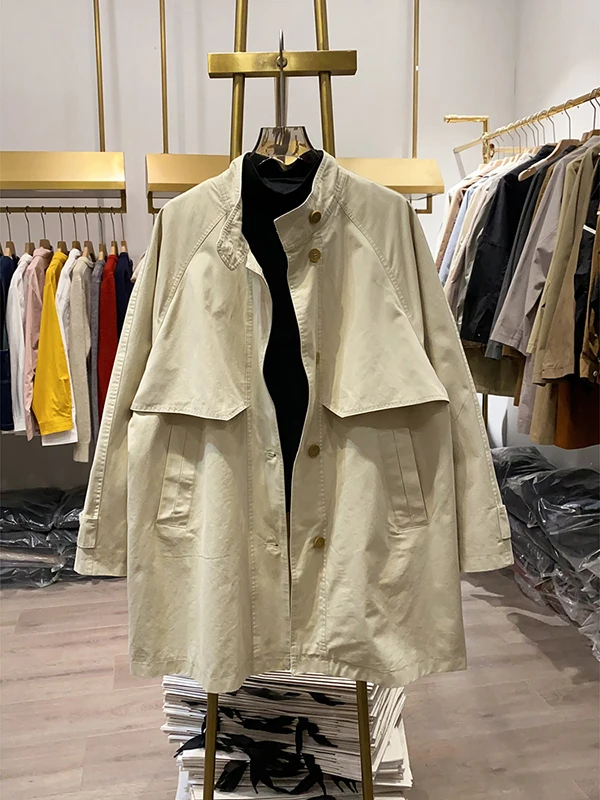 Fashionable Casual Stand Collar Windbreaker Jacket Women's Autumn New Style Retro Atmosphere Top Korean Version Loose Fit