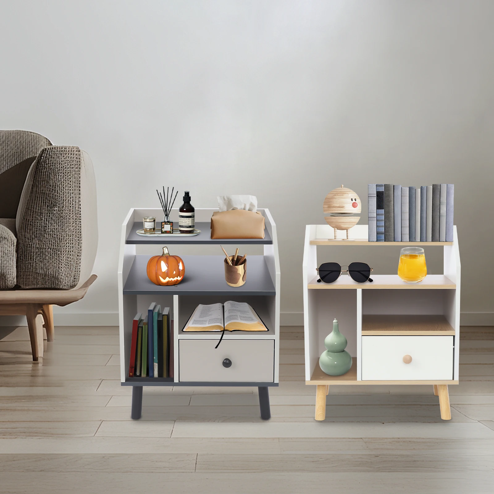 

Modern Rectangle Bedside Table Bedside Cabinet for Bedroom Living RoomOffice Nightstand with Drawer