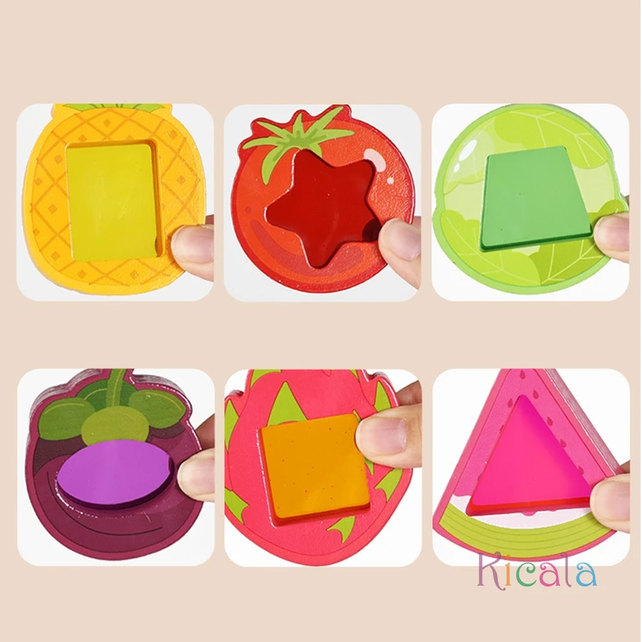 "Montessori jouets en bois pour enfants tri en bois jouets empilables pour bébés tout-petits forme éducative couleur fruits cadeaux pour enfants d'âge préscolaire