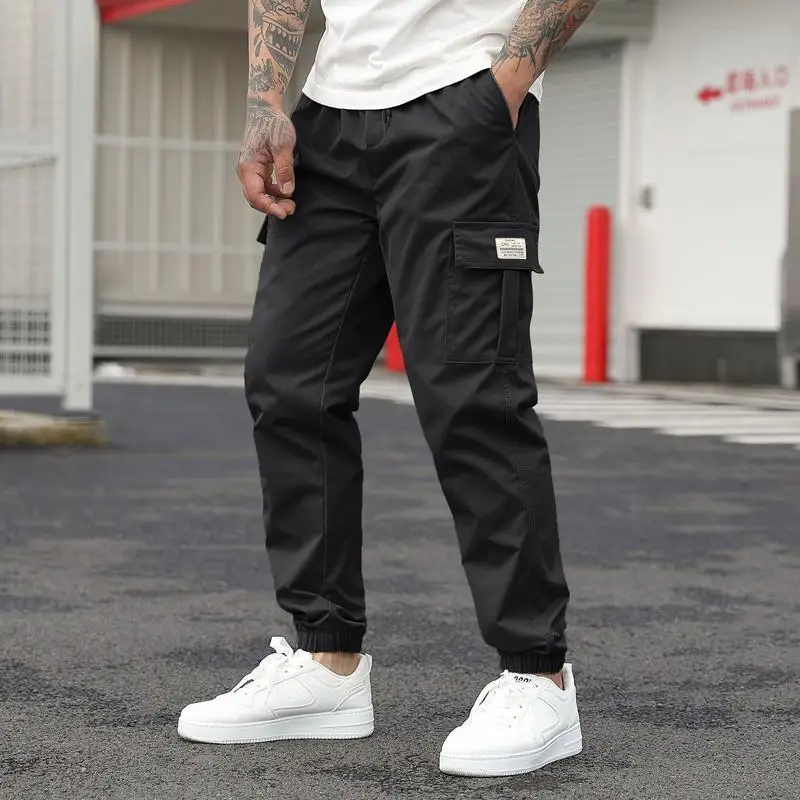 Men's Regular Fit Pocket Drawstring Waist 2 Piece Set Casual Pants Straight Leg Neutral Style Summer Collection Other Material