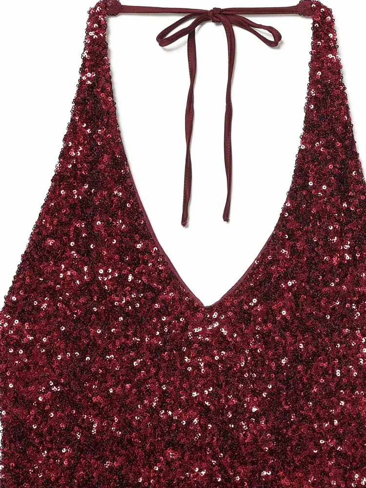 ชุดเดรสผู้หญิงแบบรัดรูปประดับเลื่อม แขนกุด ดีไซน์เก๋สำหรับงานปาร์ตี้ ชุดราตรีแฟชั่นสุดหรู