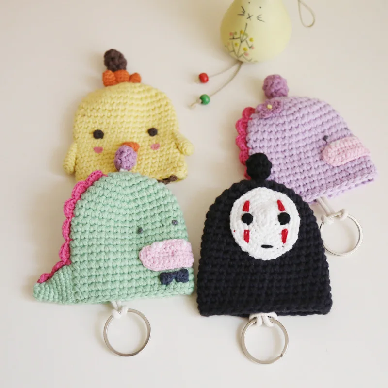 

Handmade Wool Knitting Series Plush Wallet DIY Cartoon Cute Pull-out Door or Car Key Pocket Mobile Phone Decorative Pendant