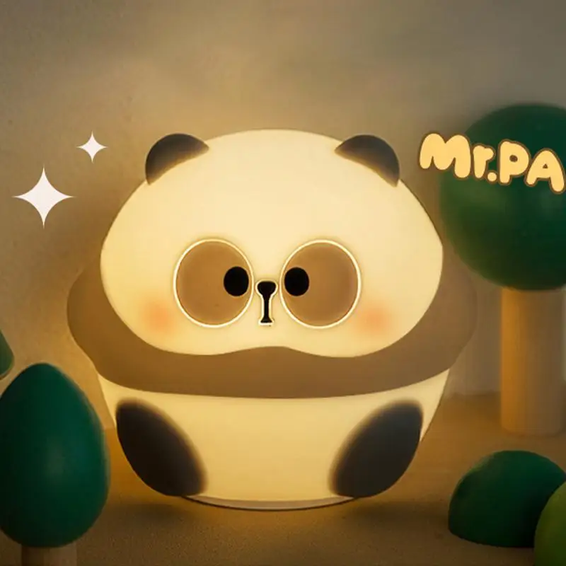 Panda Light Animal Night Lamp Cute Panda Soft Silicone Touch Control Rechargeable Convenient Silicone Animal Nursery Lamp For