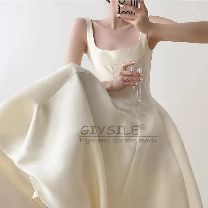 GIYSILE فستان زفاف جديد بسيط أبيض 2026 فستان زفاف خفيف فستان رسمي للنساء فساتين سهرة أنيقة