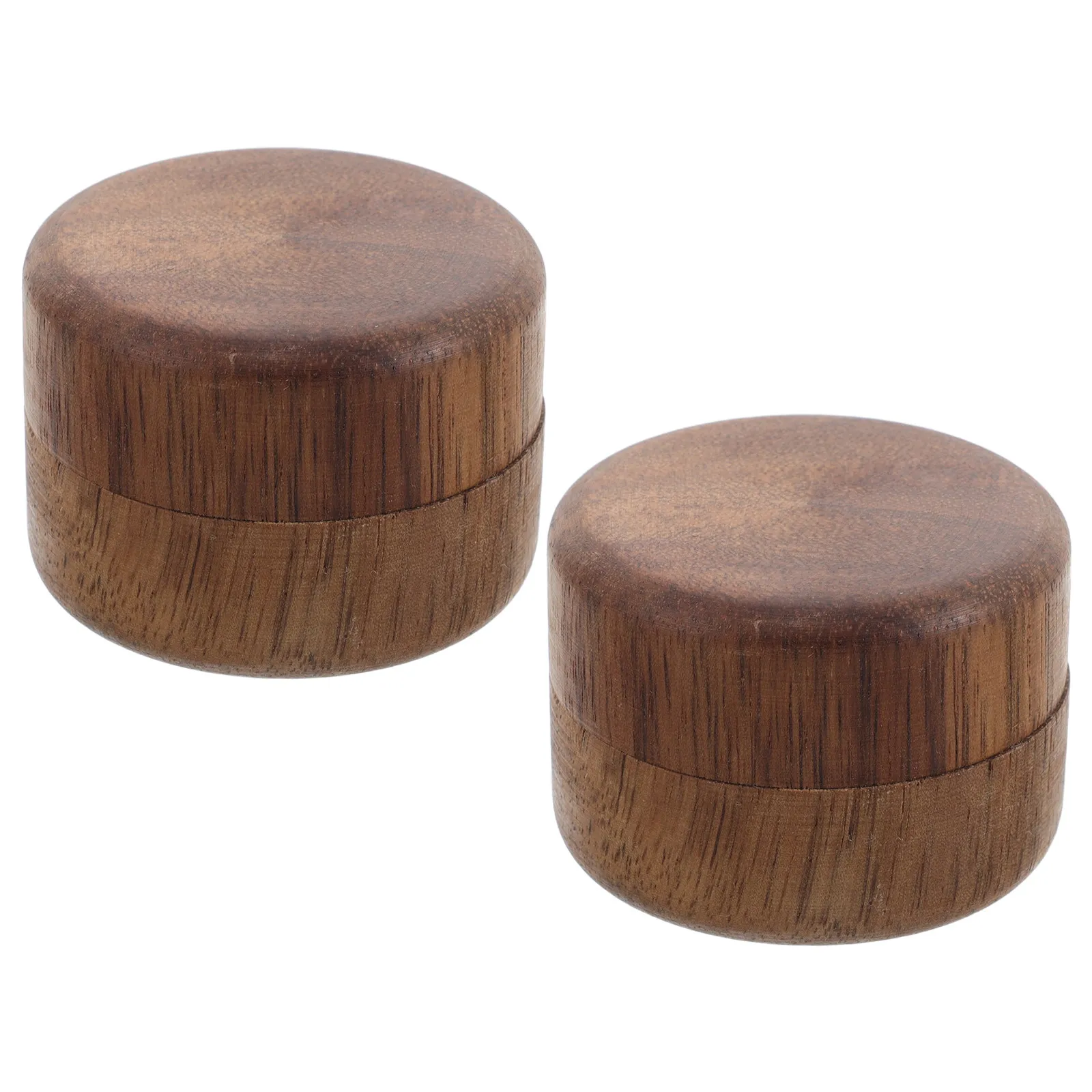 

2Pcs Wooden Jewelry Box Mini Round Ring Holder Compact Travel Organizer Small Storage Case Soft Interior Wooden Ring Box