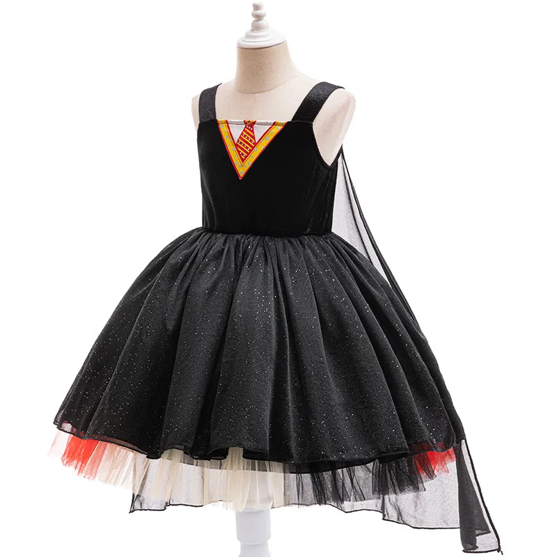 Sequin Black Shiny Dresses For Children Halloween Birthday Girls Party Dresses Magician Cosplay Costume Girl Performance Dress