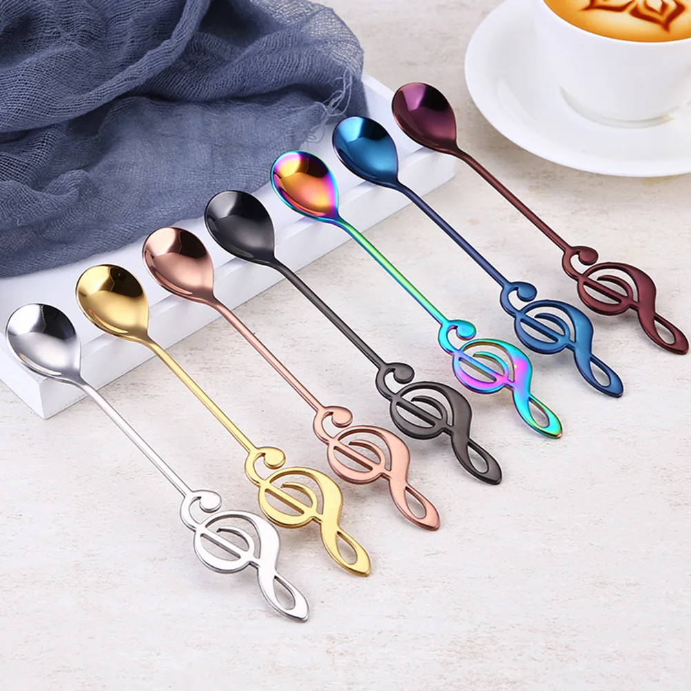 

Stainless Steel Musical Note Coffee Spoons Titanium Coated Iridescent Mirror Finish Elegant Tableware for Home Dining