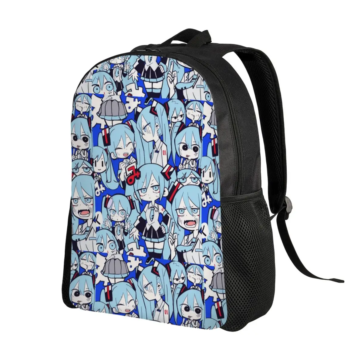 Mochilas personalizadas Hatsuned Mikues para mulheres e homens, bolsa escolar resistente à água com impressão de livros