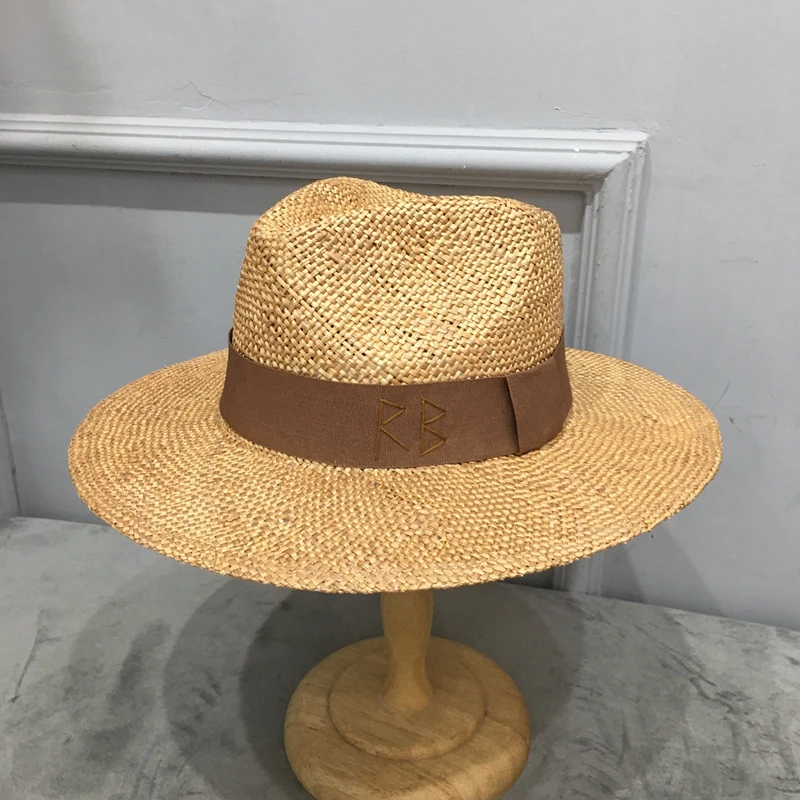 2022 summer brown raffia sunhat for women and men seaside Panama Cap Fashion Concave