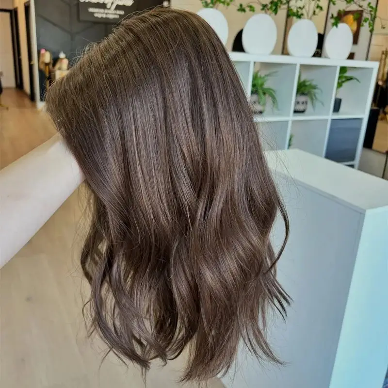 

Warm Brown Highlights Synthetic Lace Front Wig with Roots 13x4 Short Wave Bob Original Factory Cheap Wigs Small/Laege Size Cap