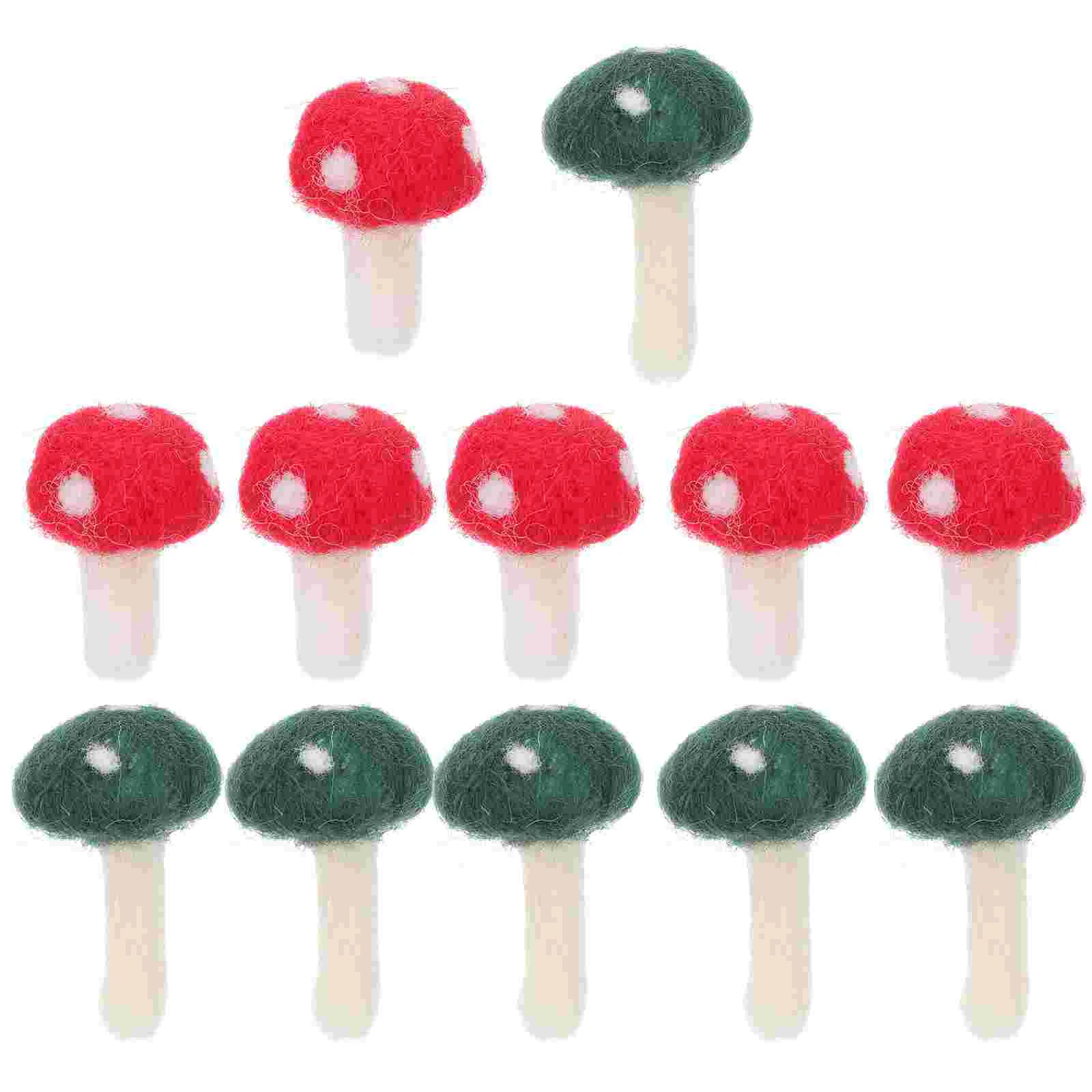 

12 Pcs Felt Mushrooms Garland Decor Headdress Ornament Wool Crafts DIY Material Decoration Child Headpiece