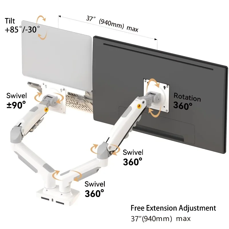 حامل كمبيوتر محمول مع صينية قابلة للتعديل لذراع الحركة الكاملة للكمبيوتر المحمول مقاس 10-17 بوصة مع لوحة VESA لشاشة 17-30 بوصة F160-FP #3