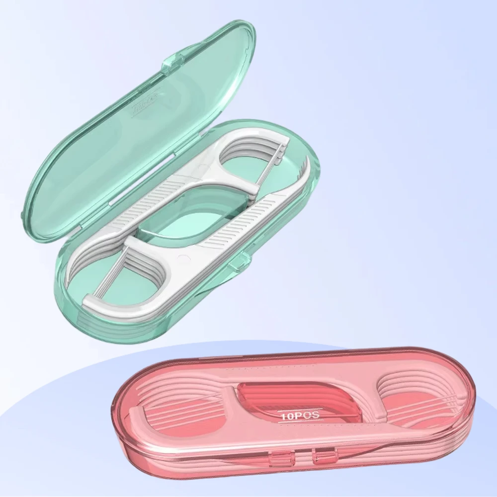 Juego de palillos de dientes con mango antideslizante, cepillo Interdental de plástico, limpiador de hilo Dental portátil con estuche de almacenamiento