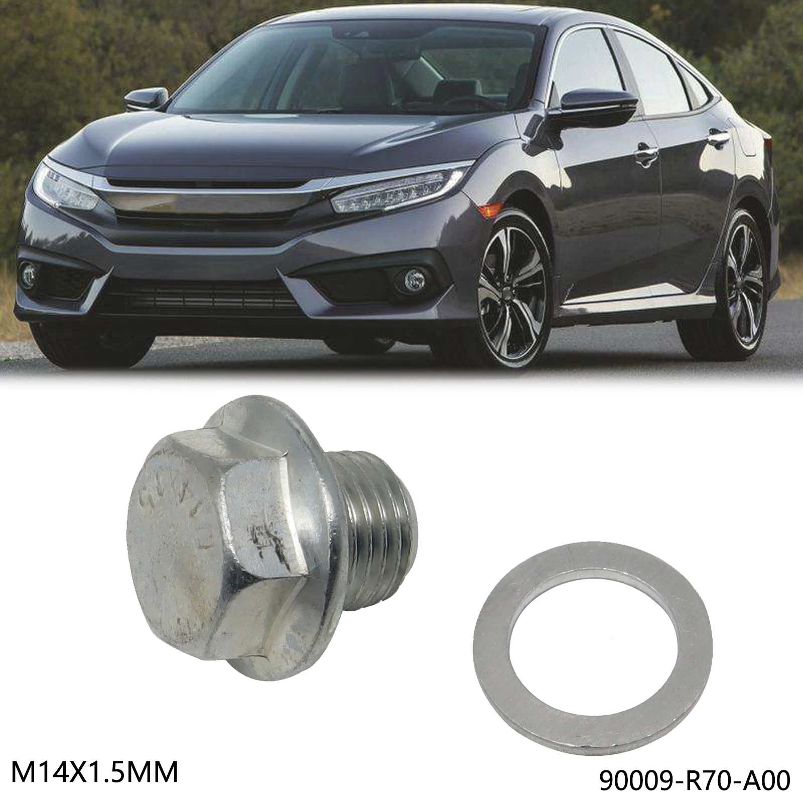 Engine Oil Pan Drain Plug Bolt with Washer for Honda Accord CR-V CR-Z CRX MDX Civic S2000 Odyssey Pilot Prelude #90009-R70-A00