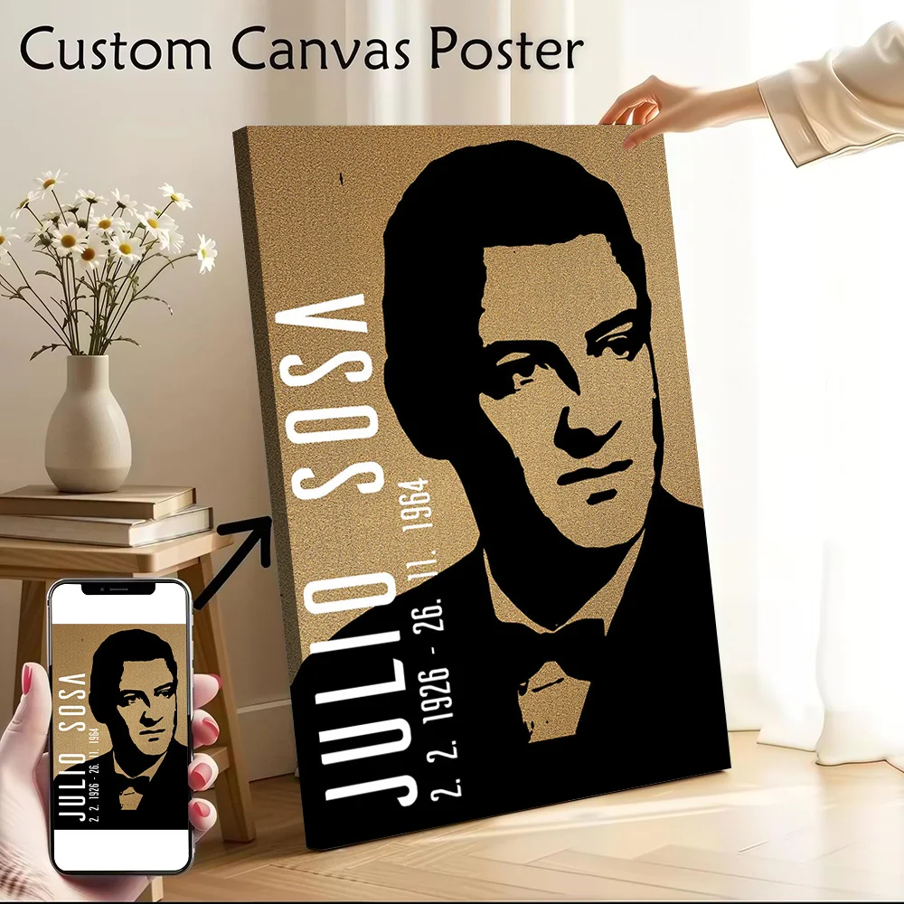 Julio Sosa - Póster artístico en lienzo para pared, impresión de fotos personalizada, regalo perfecto para decoración, decoración de lujo, decoración de habitaciones, pintura