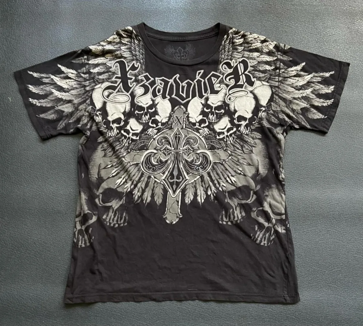 Fashionable Summer American Men's Gothic Letter Skull Print Micro Elastic Breathable Round Neck T-shirt Outdoor Street Top