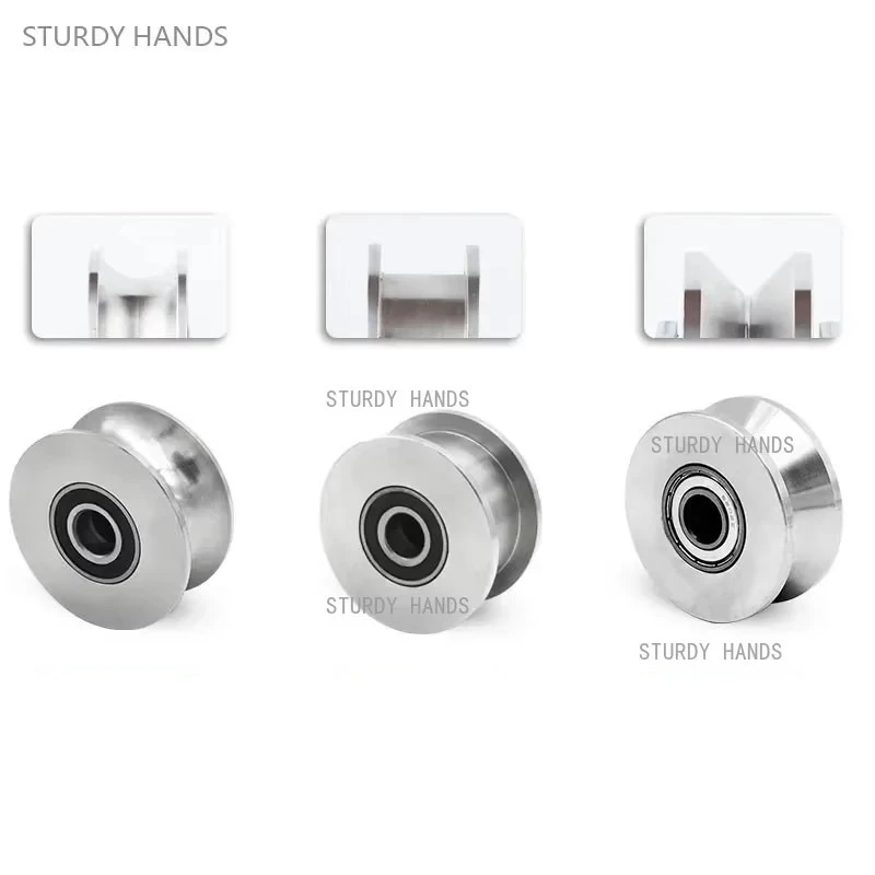 1pcs Stainless Steel Track Pulley Bearing Quiet Wheel Sliding Door V/U/H Type Grooved Steel Wire Rope Directional Roller