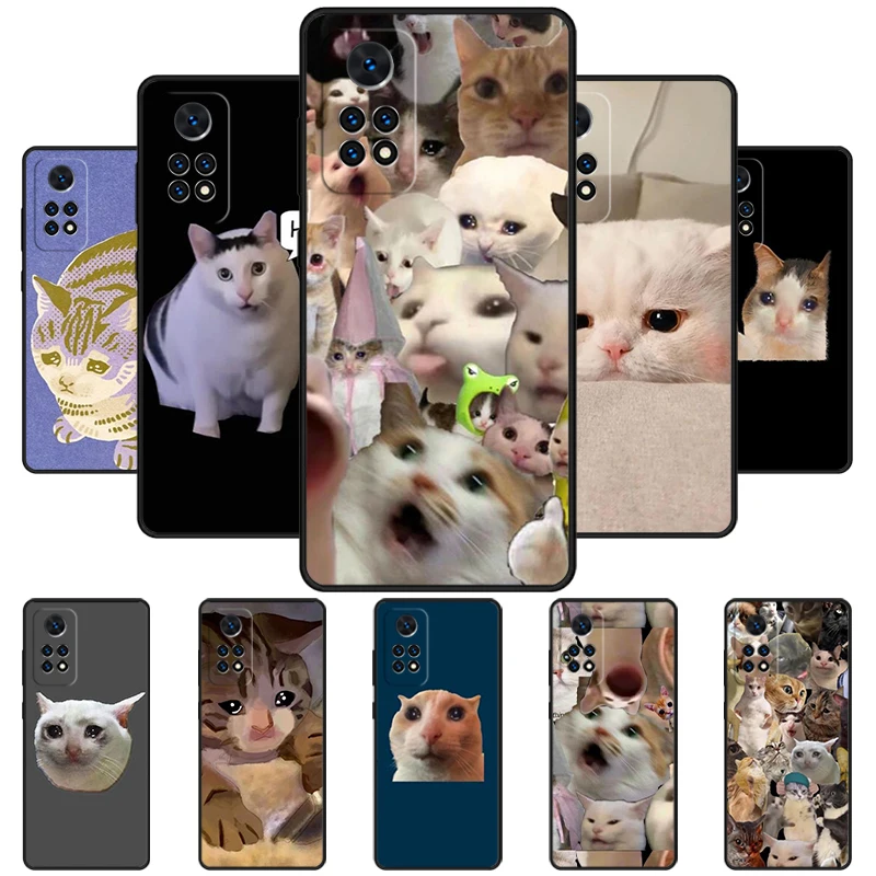 Sad Cat Crying Cat Cute Meme Phone Case For Redmi Note 11 EPro 11S 10T 9S Promax 8 Pro Xiaomi Mi 11 12X 12S Ultra Cover