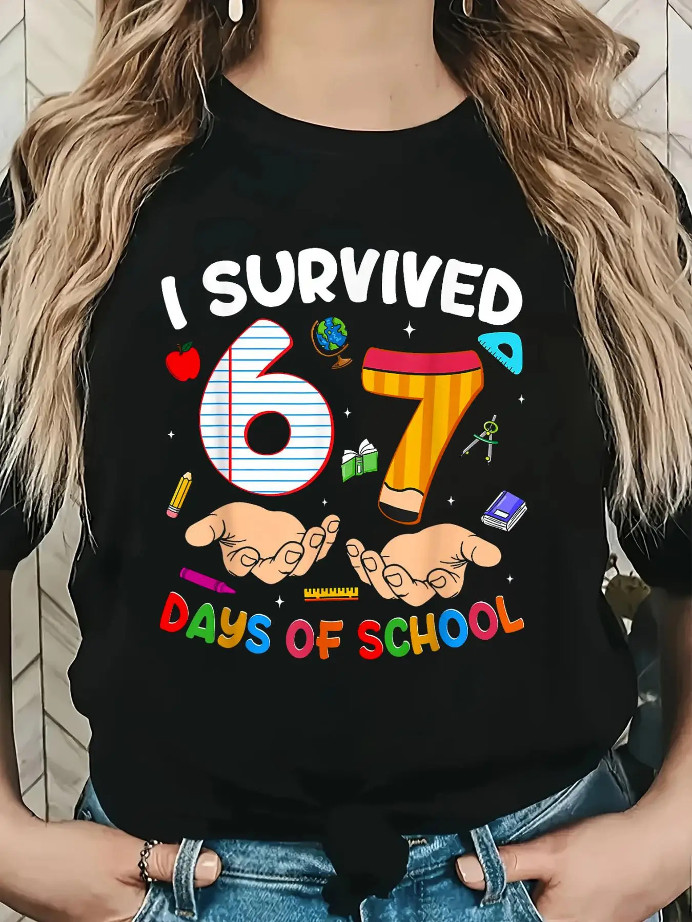 I Endured 67 Days of Humorous 6 7 Meme Teacher T-Shirt
