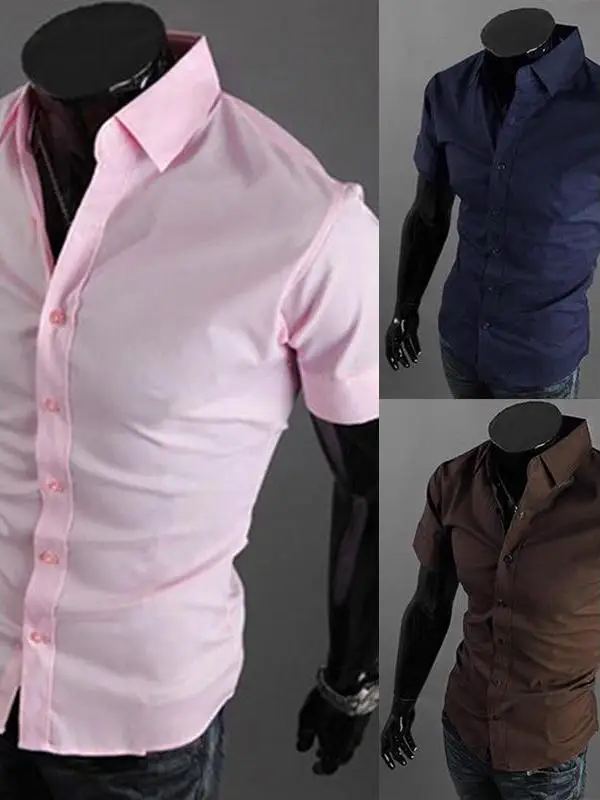 

Men's Fashion Slim Fit Half Sleeve Shirt Standard Version PU Leather Citywalk Collar Inner Wear 3D Effect Pattern