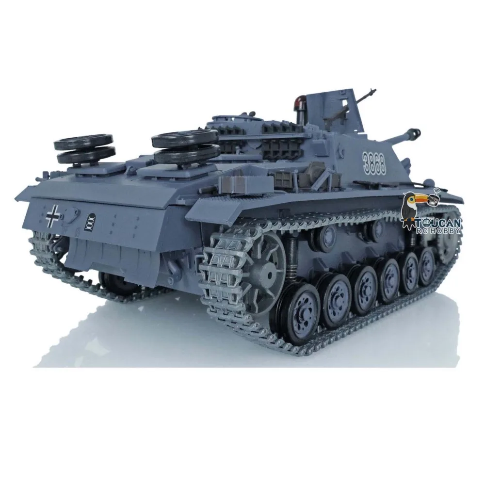 รถถัง Heng Long รุ่นอัพเกรด สเกล 1/16 แบบเยอรมัน Stug III RTR 7.0 ควบคุมด้วยรีโมทคอนโทรล รุ่น 3868 รางโลหะ ของเล่นโมเดล RC ของขวัญ TH17421