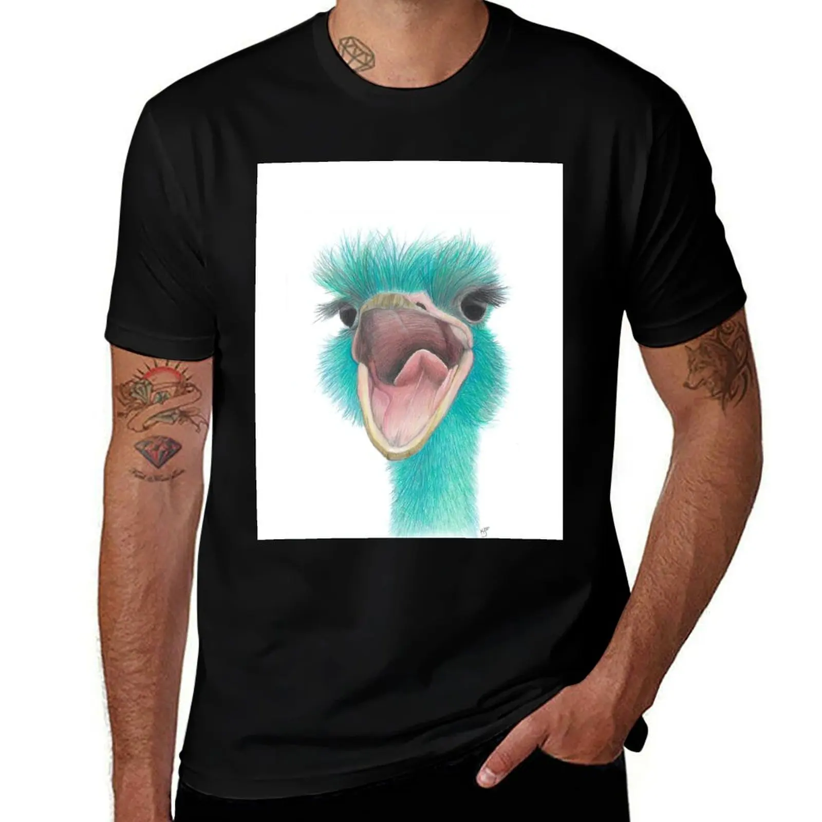 

Teal Ostrich T-Shirt man t shirt cotton high quality t shirt man casual t shirts for man slim fit T-shirt