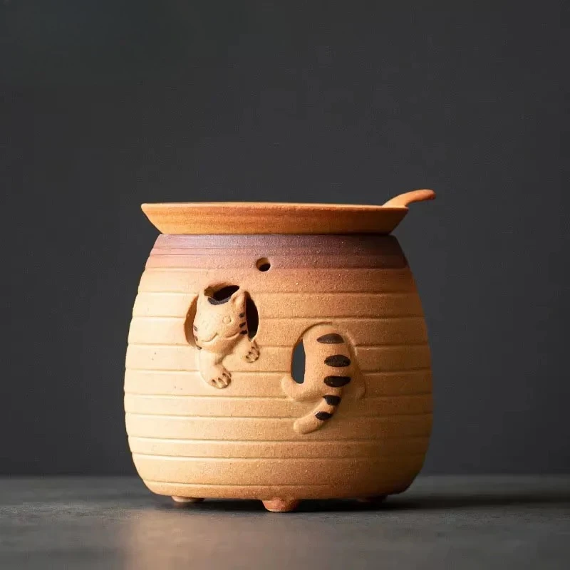 

Японская грубая керамика, грелка для чайника ручной работы, керамический ретро-подогреватель для чая, подставка для свечи, держатель для чайника, плита для чая, чайный сервиз кунг-фу